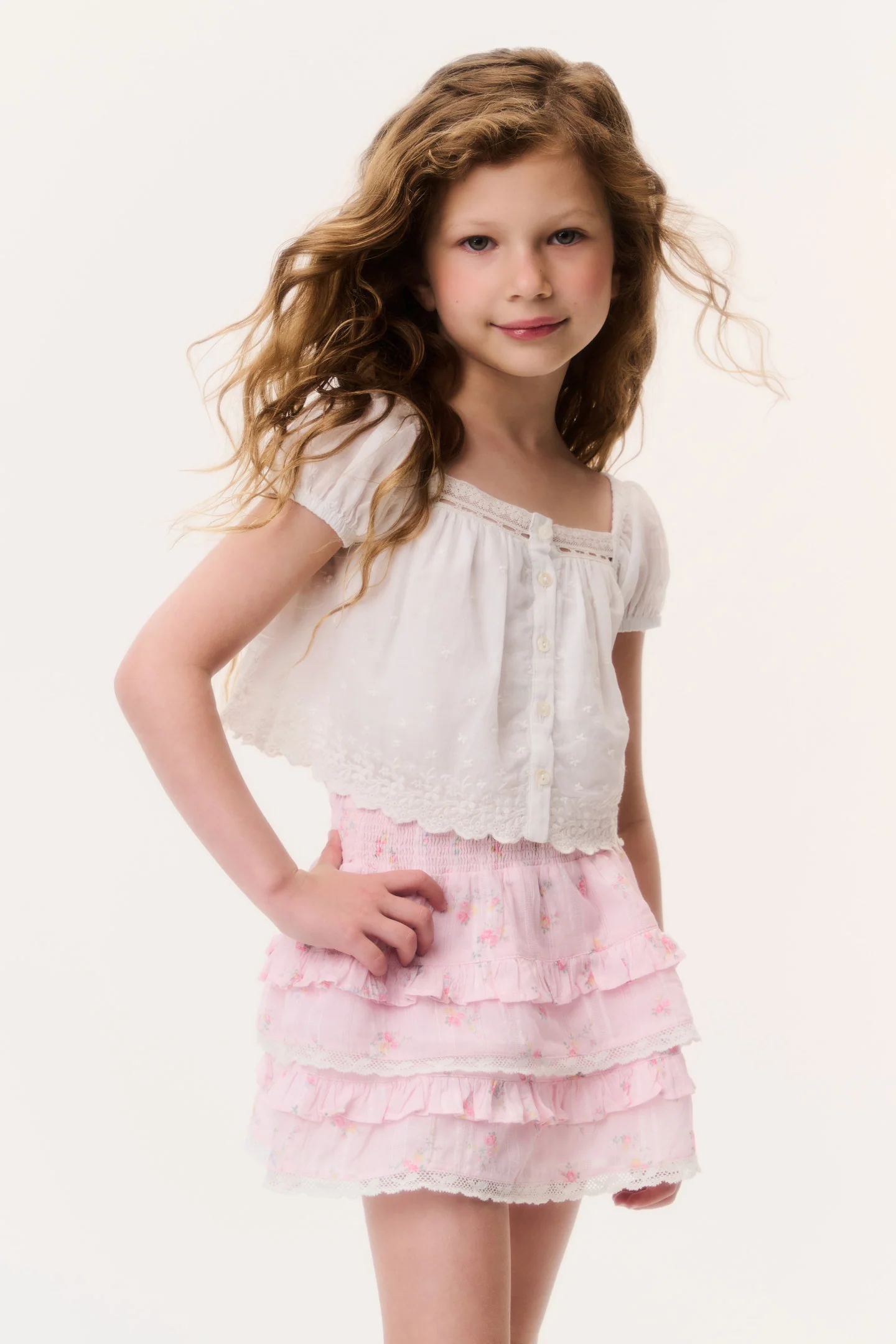 Little Girls Ditsy Floral Billie Skirt - Image 7