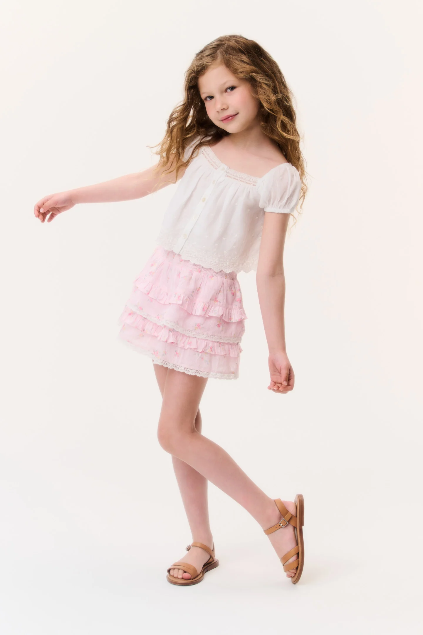 Little Girls Ditsy Floral Billie Skirt - Image 8