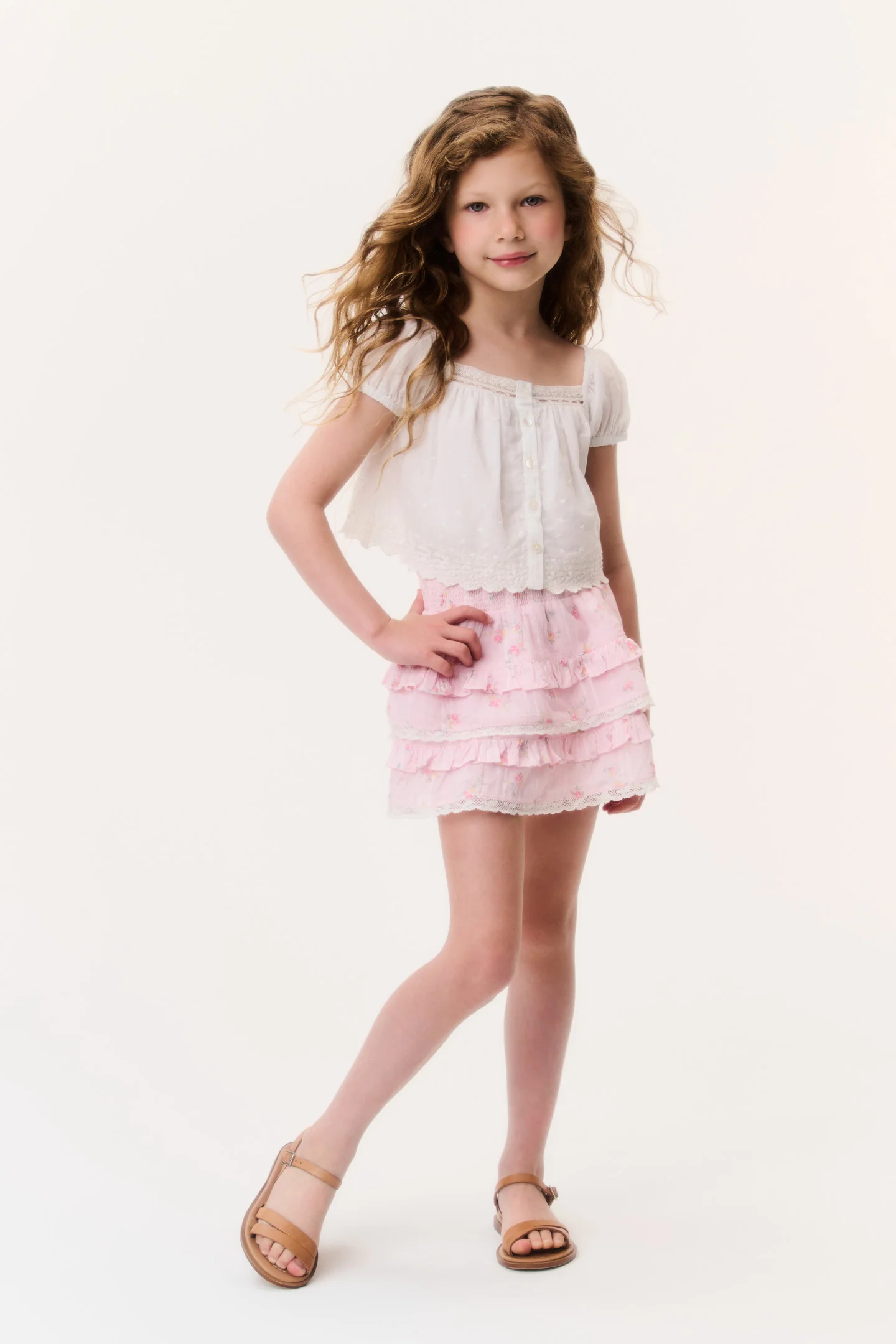 Little Girls Ditsy Floral Billie Skirt - Image 9