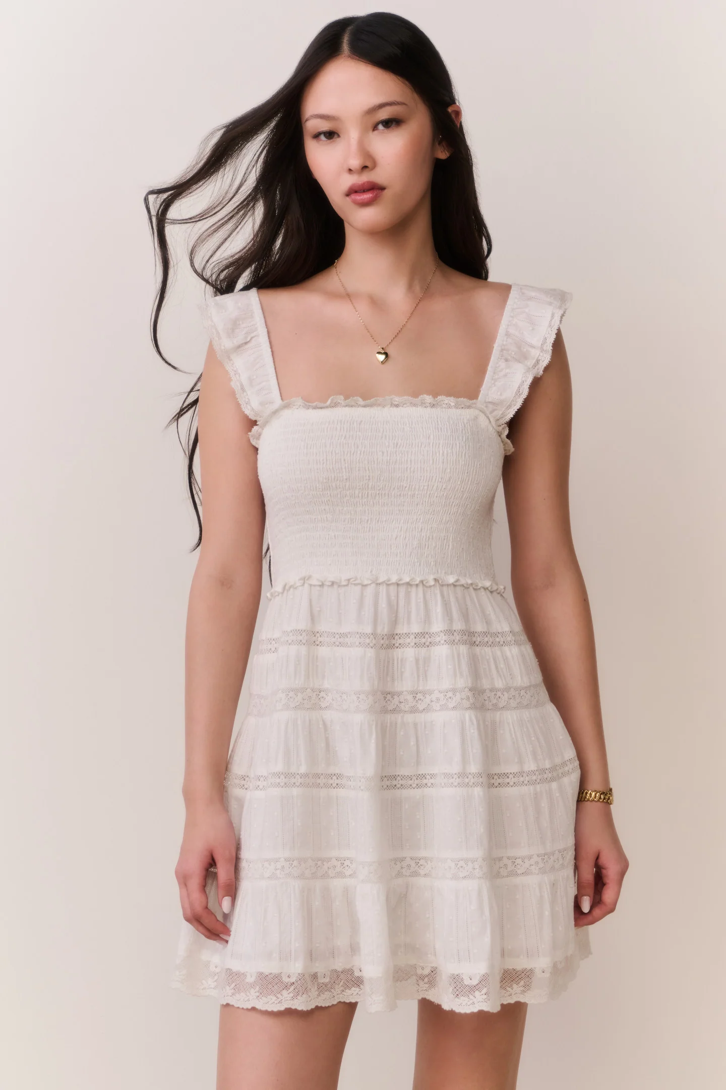 Colbera Lace-Trimmed Cotton Mini Dress - Image 2