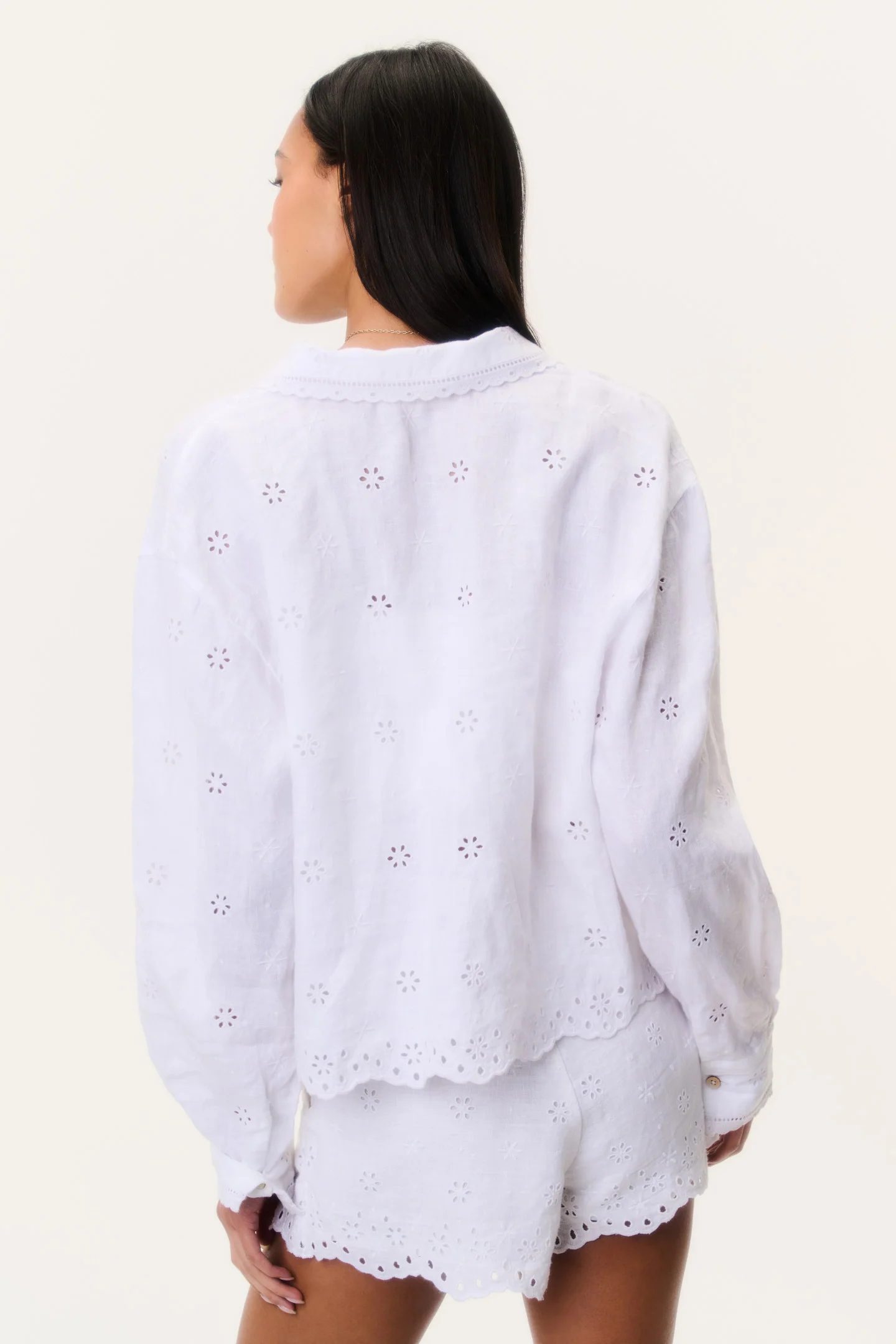 Delano Eyelet Linen Button-Up Top - Image 5