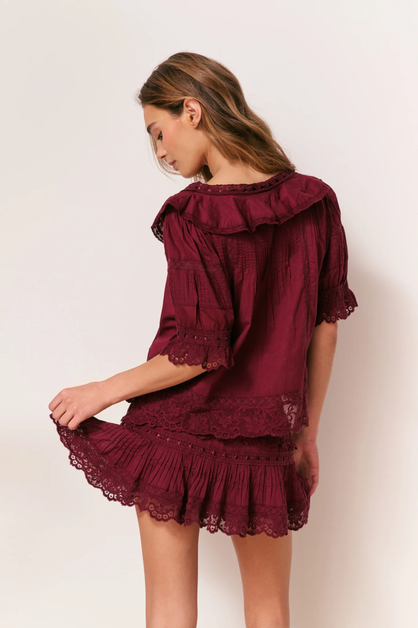 Delphie Cotton Lace-Detailed Mini Skirt - Image 5