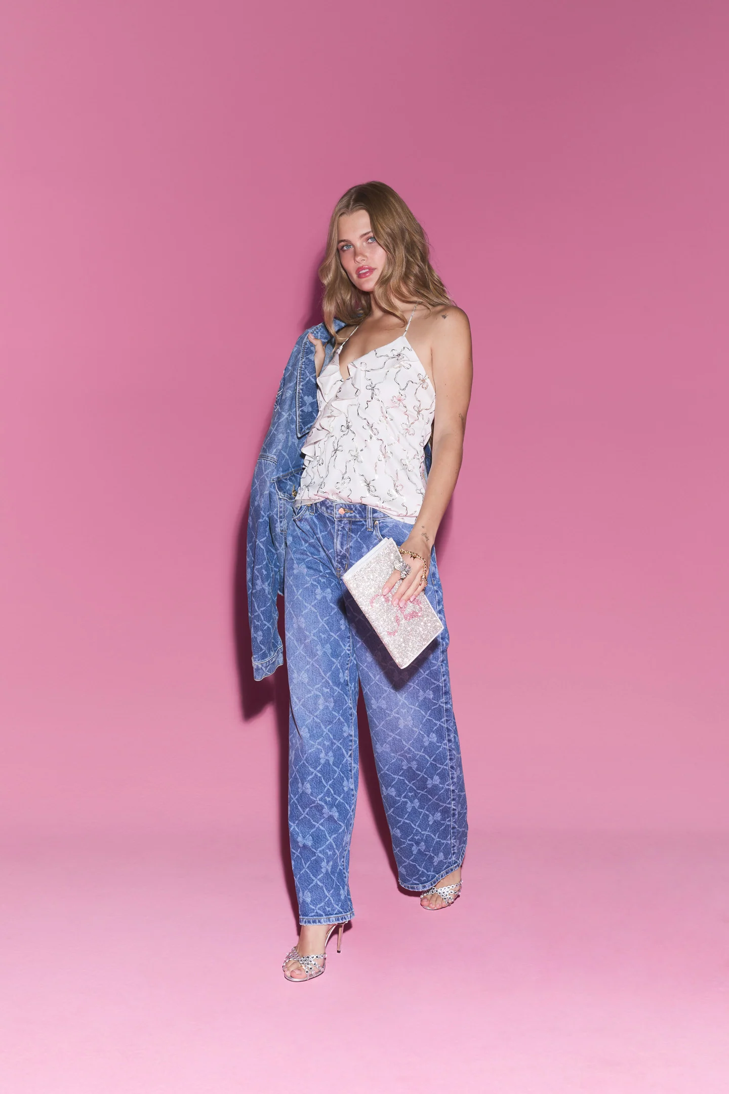 PINK x LoveShackFancy Denim Baggy Jeans - Image 3