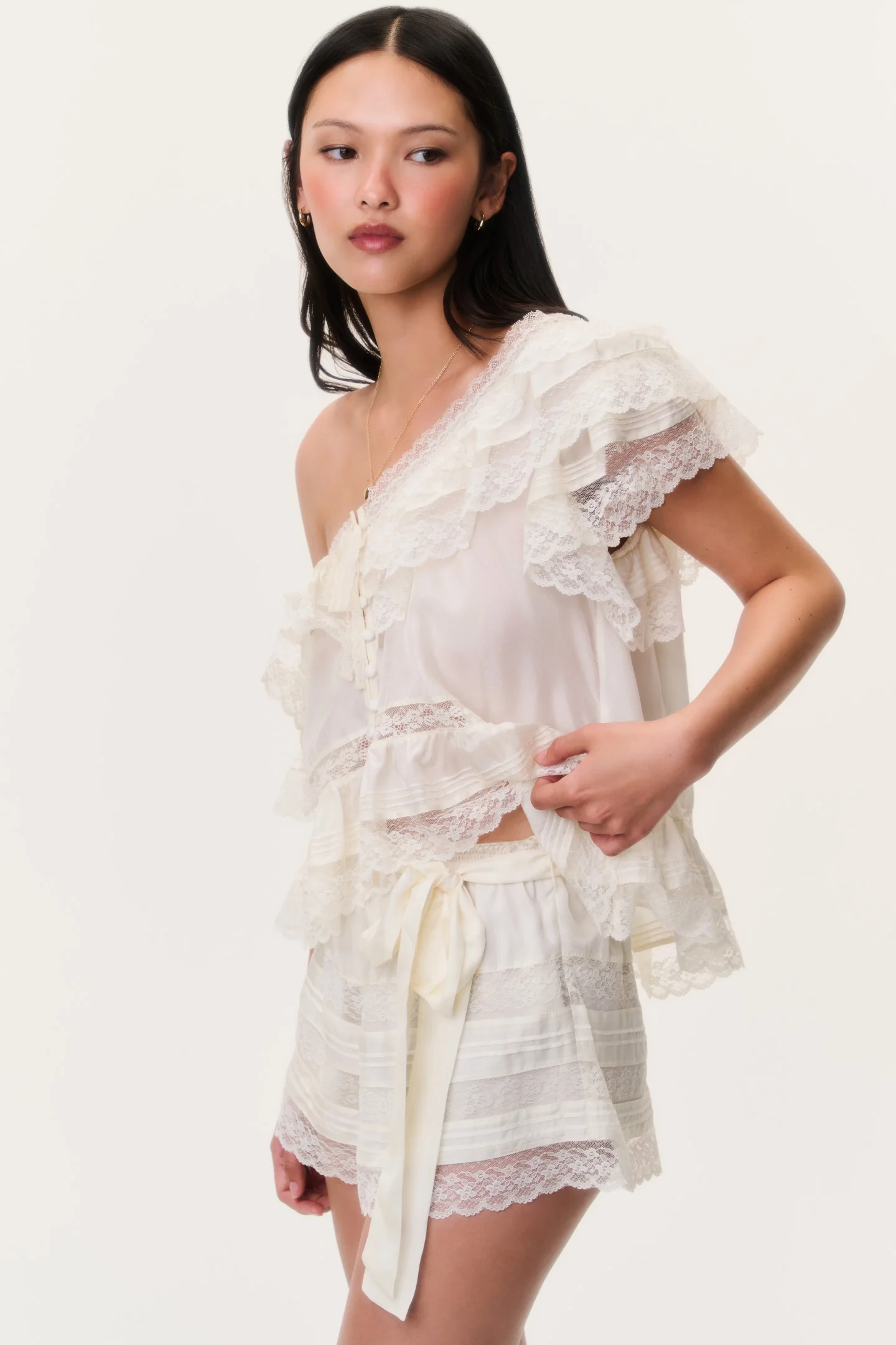 Emanuela Silk Lace Shorts - Image 2