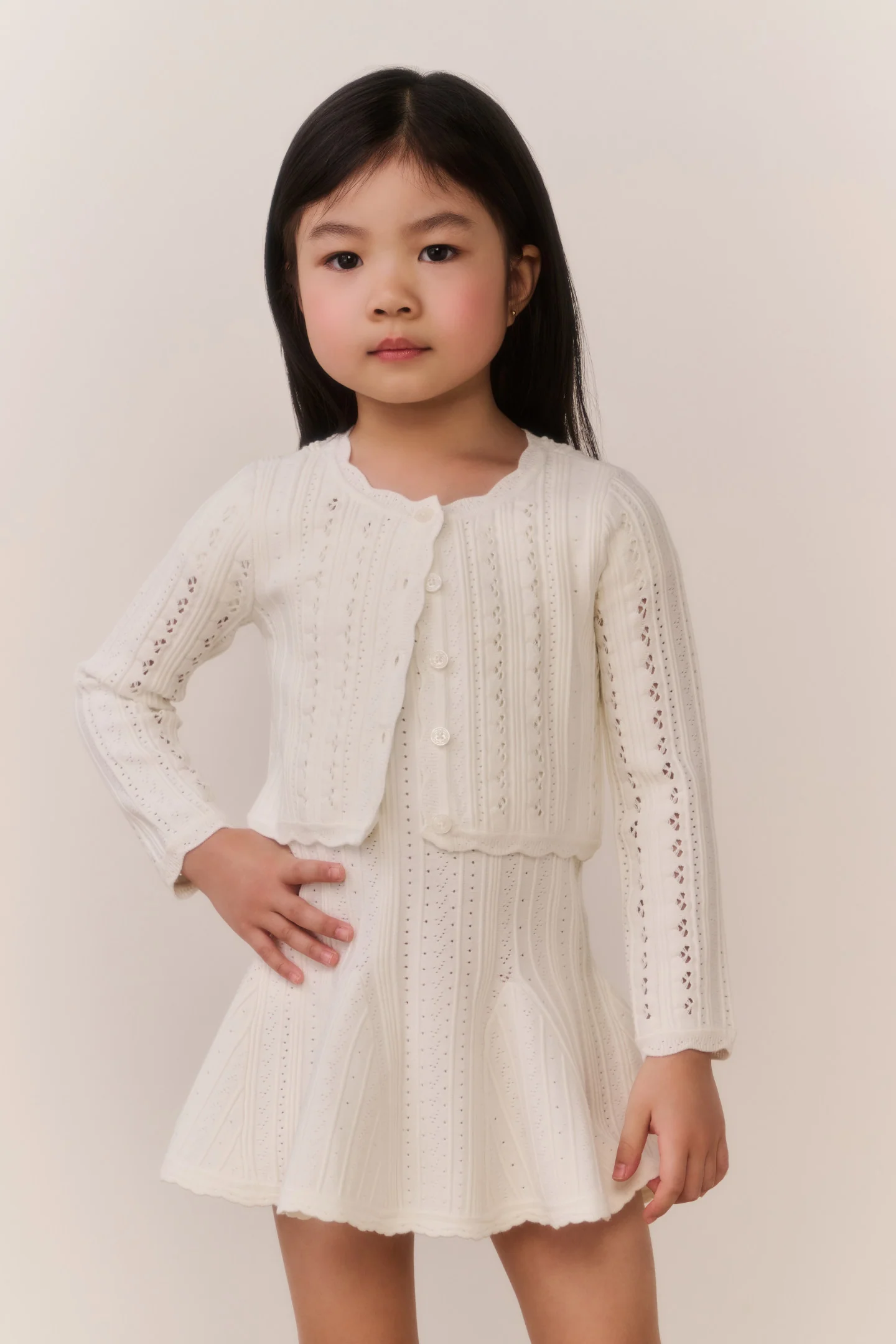 Little Girls Emlynn Pointelle Cardigan - Image 6