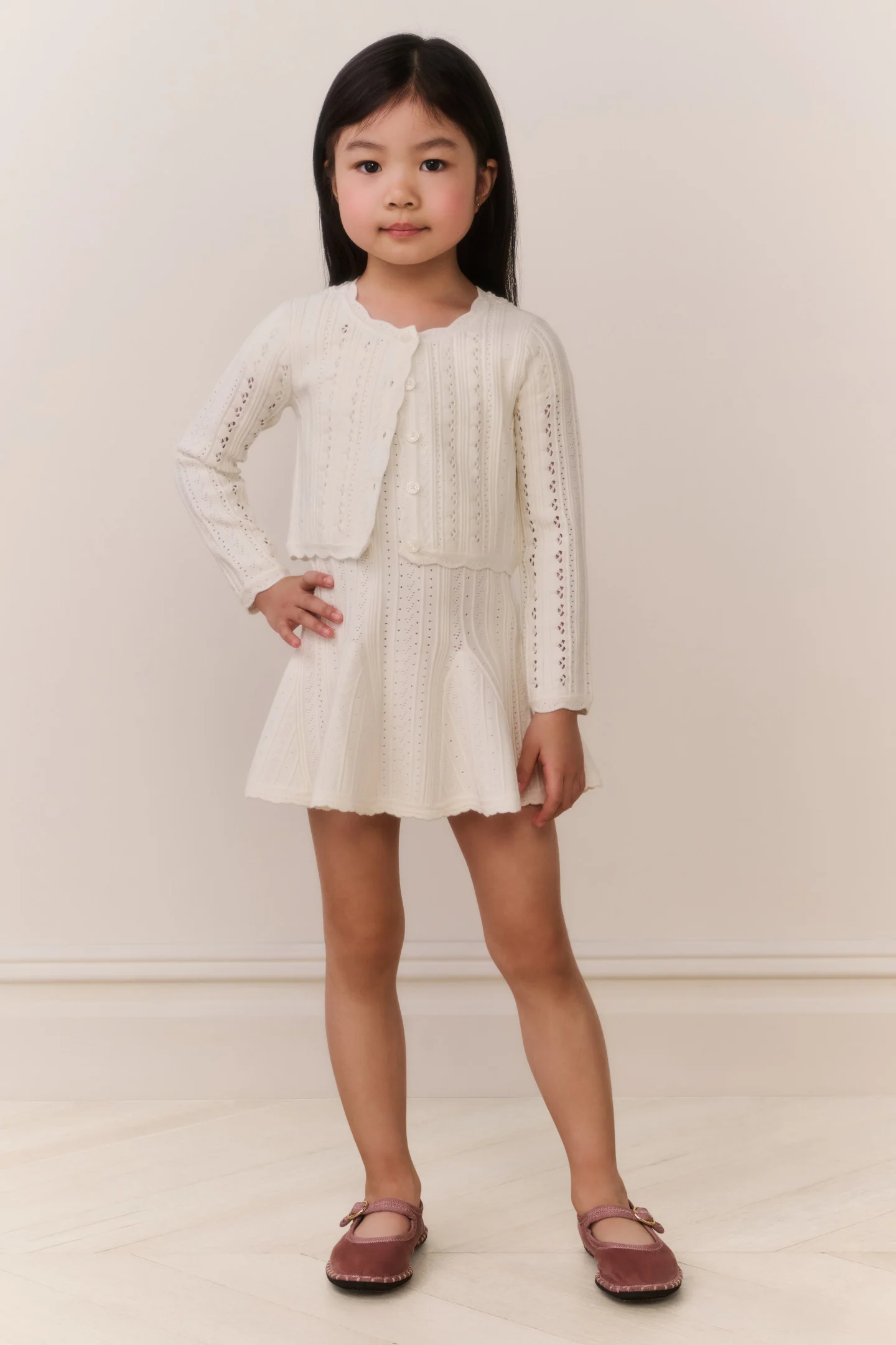 Little Girls Emlynn Pointelle Cardigan - Image 7