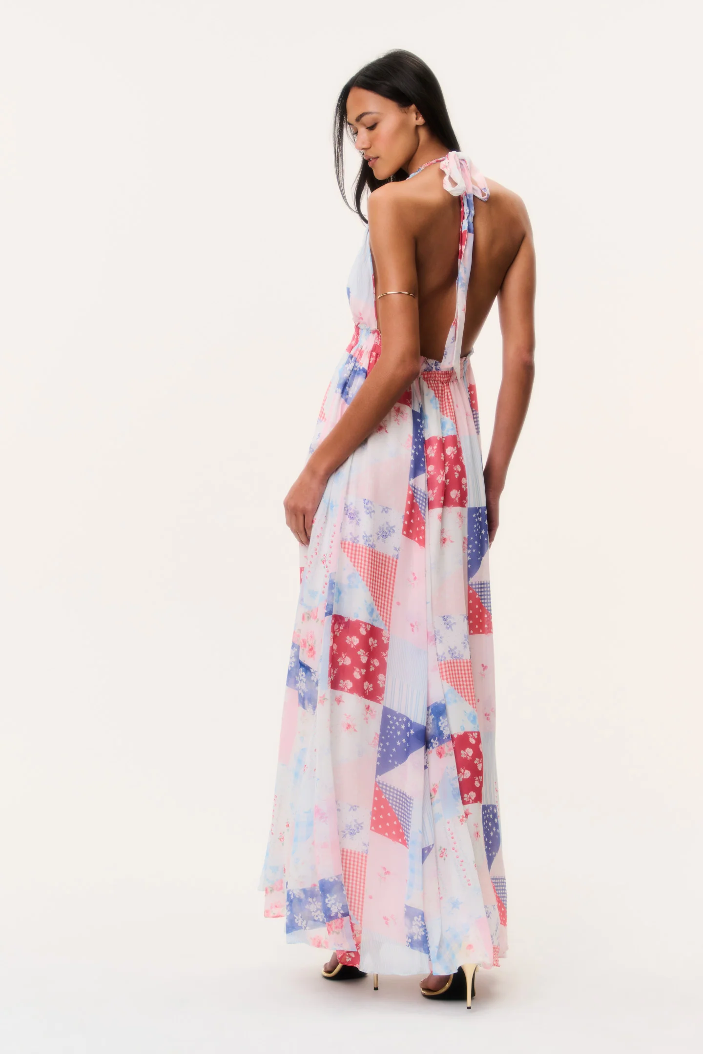 Fancy Patchwork Halter Maxi Dress - Image 5