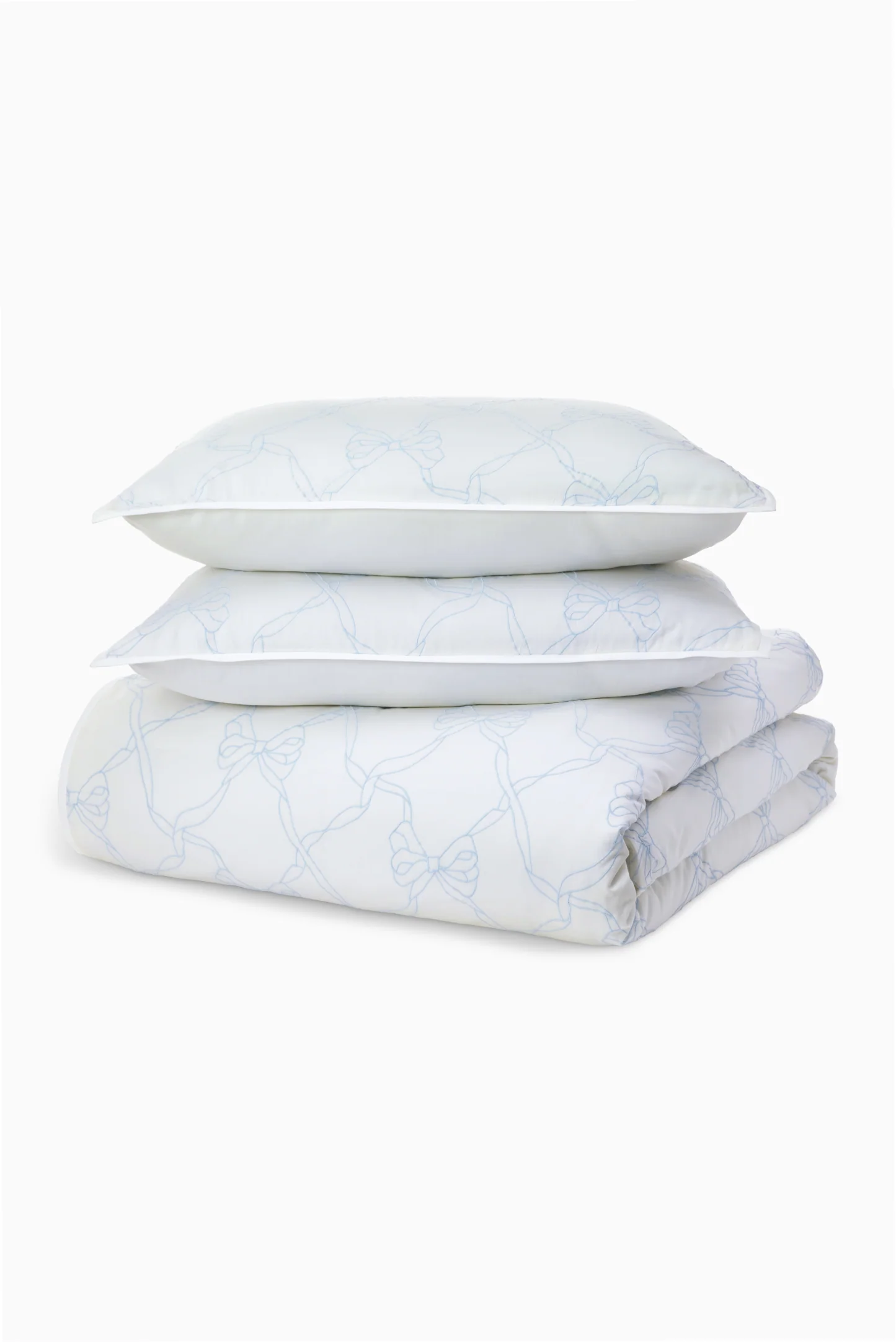 Garden Bow Embroidered Bow Duvet Cover + Sham Set - Image 6