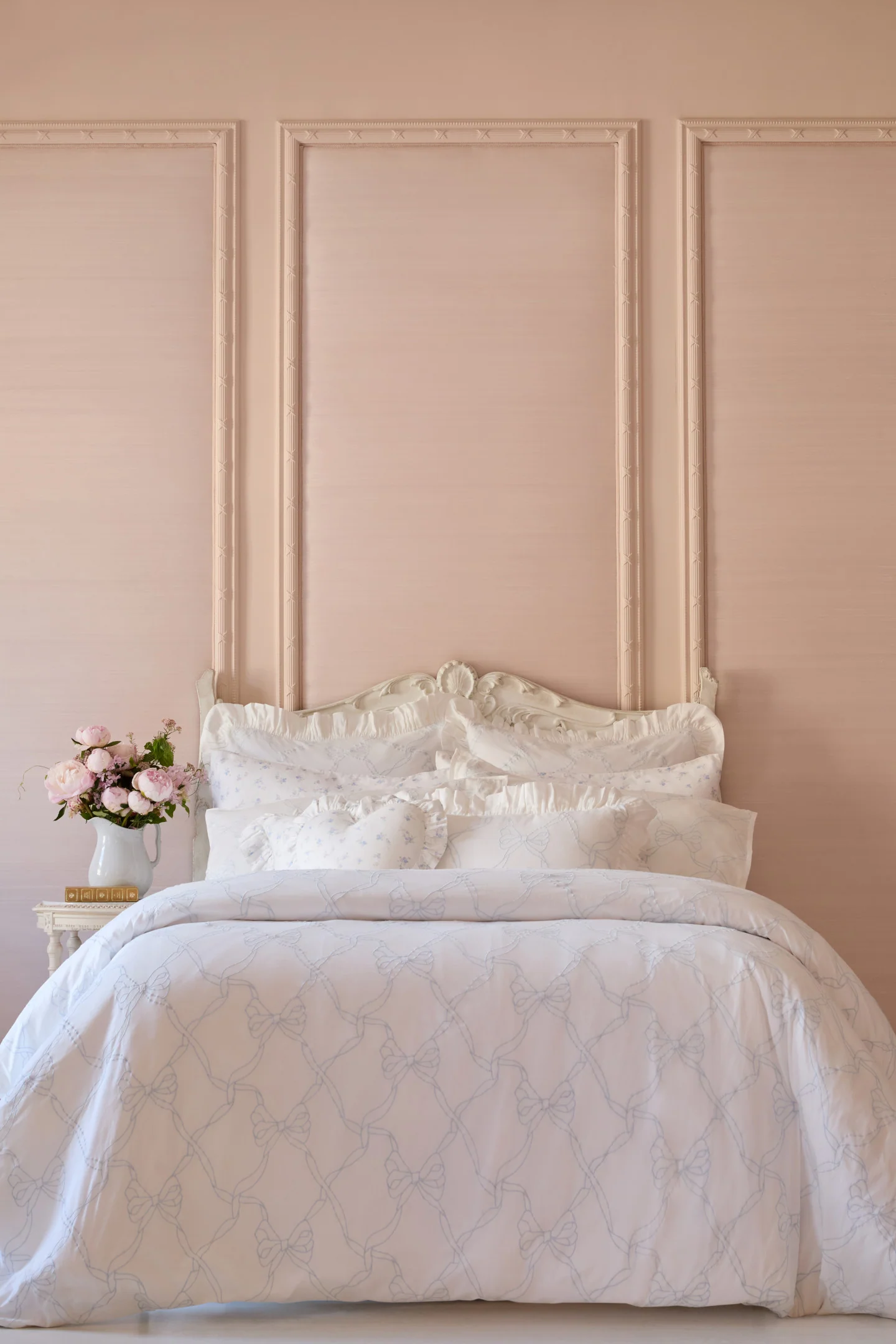 Garden Bow Embroidered Bow Duvet Cover + Sham Set - Image 7