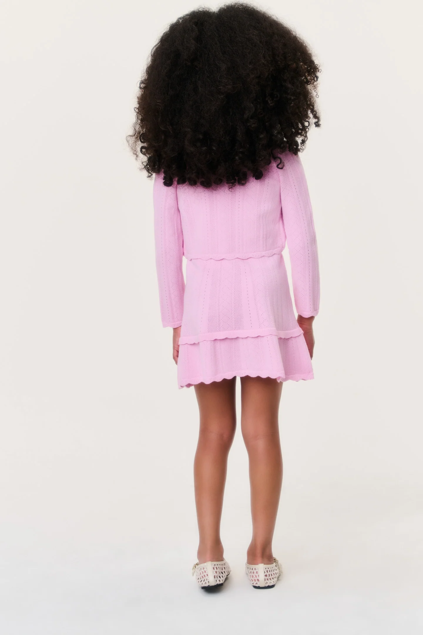 Little Girls Stretch Pointelle Gemna Cardigan - Image 3
