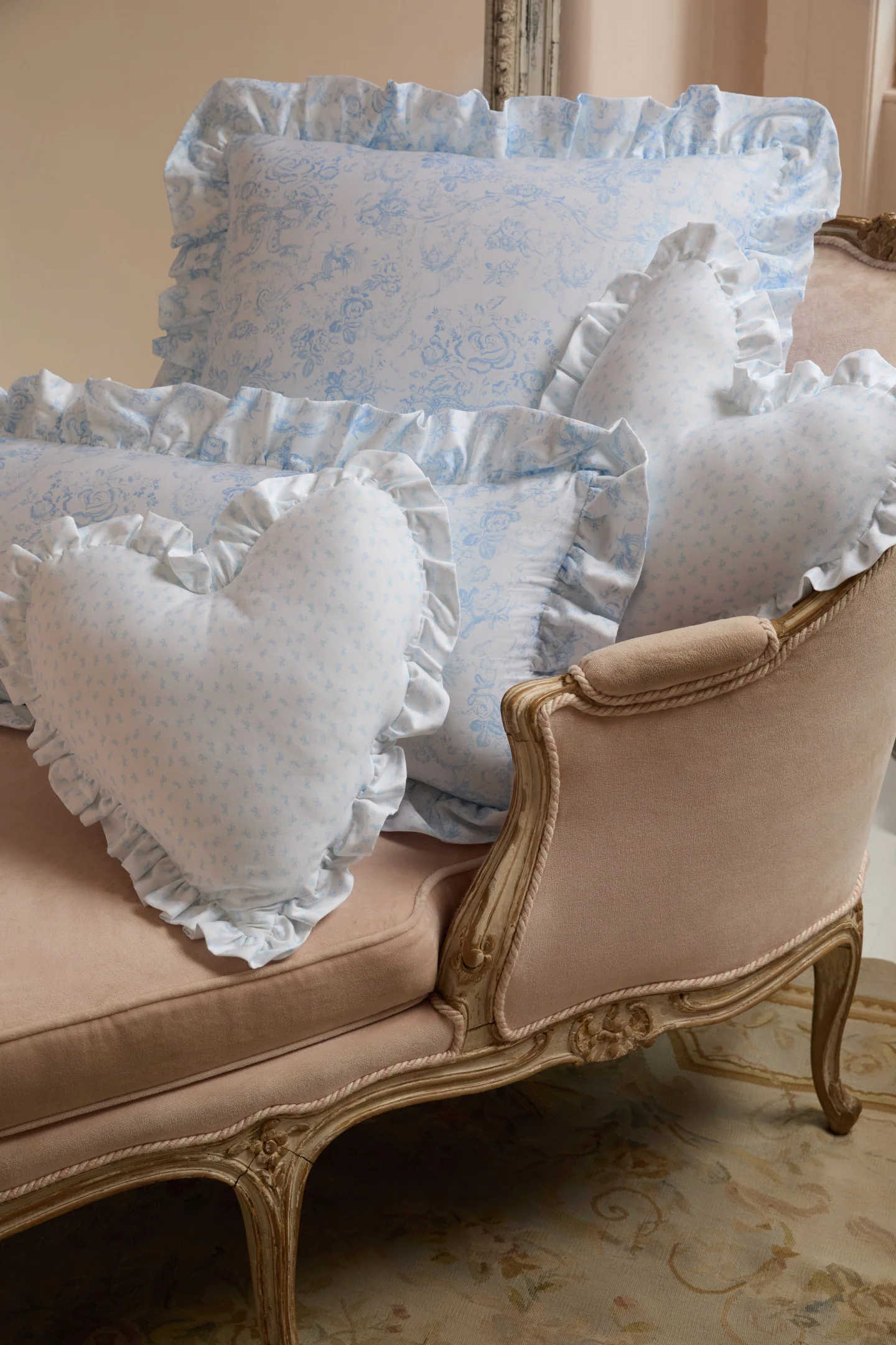 Heart Shape Ruffle Pillow - SKY - Image 3