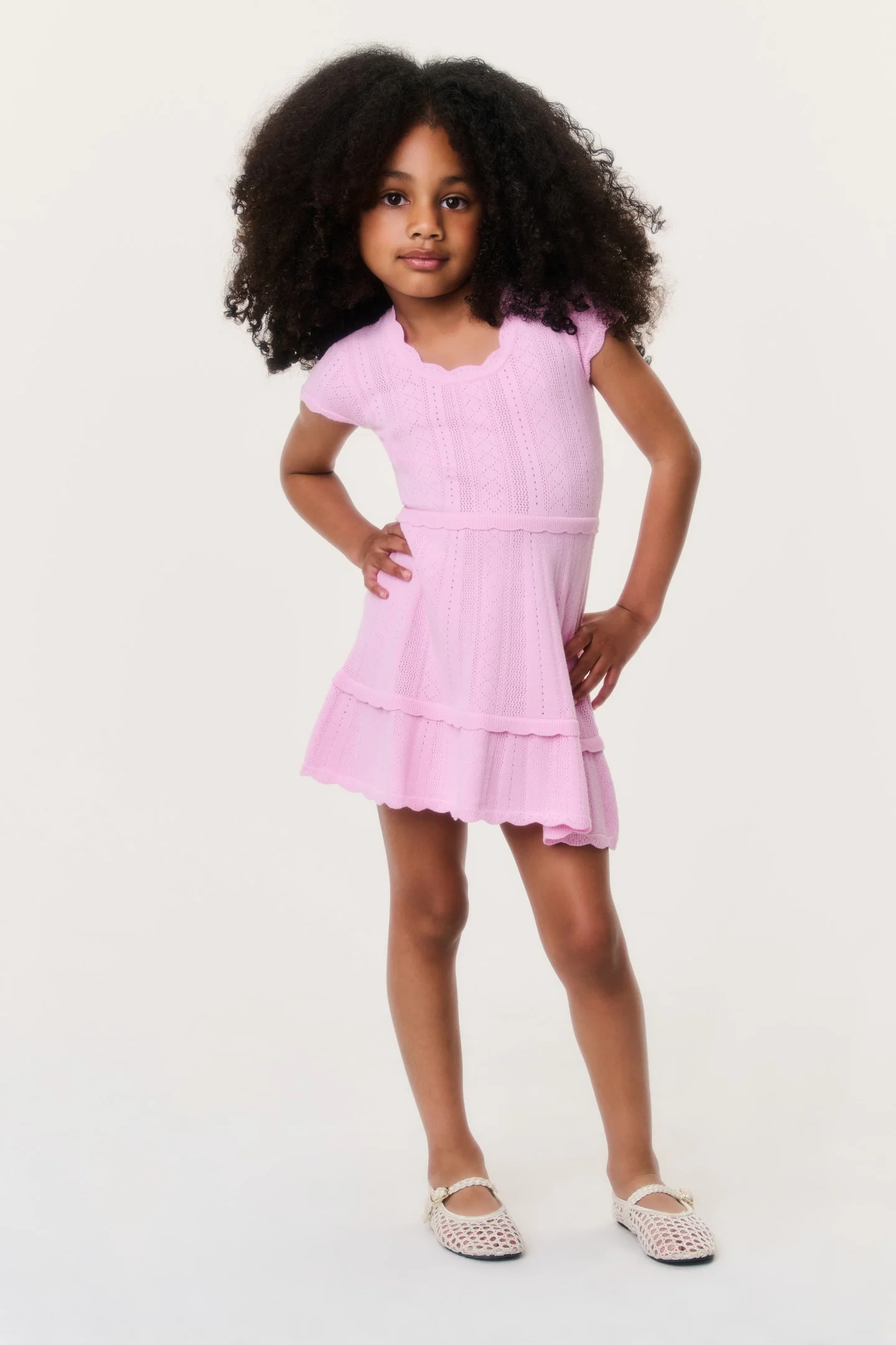 Little Girls Stretch Pointelle Jovie Dress - Image 2