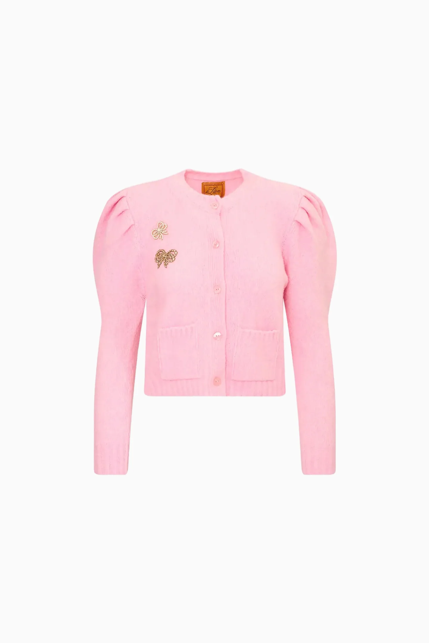 Le Lion Girls Puff Sleeve Laurita Bow Cardigan