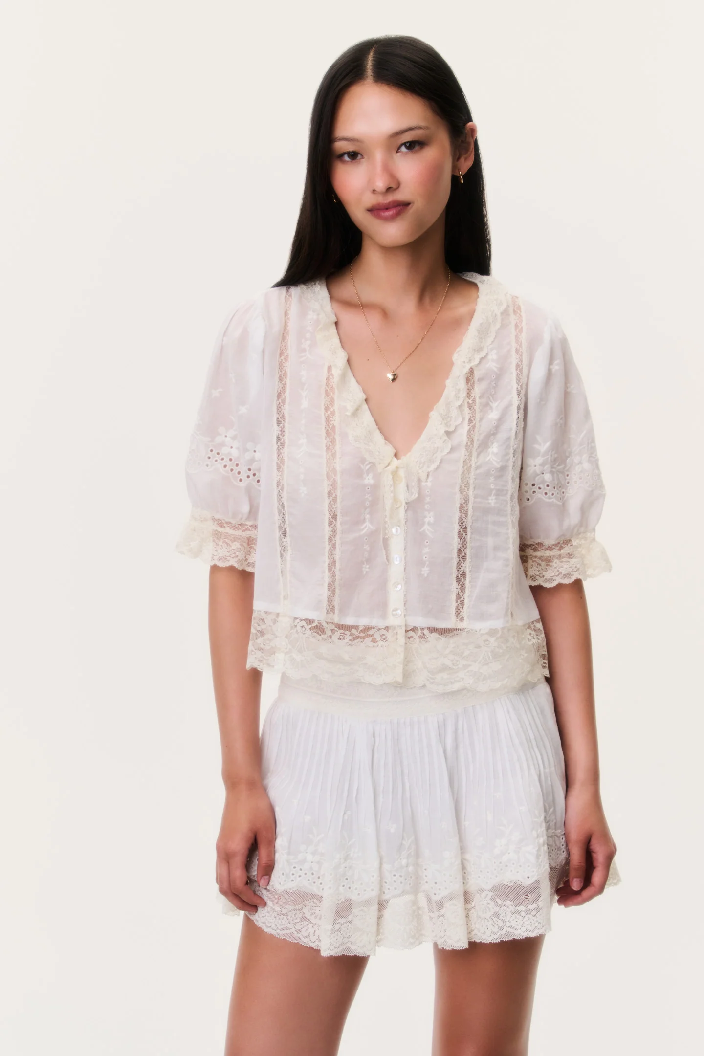 Levant Cotton Lace-Trimmed Mini Skirt - Image 2