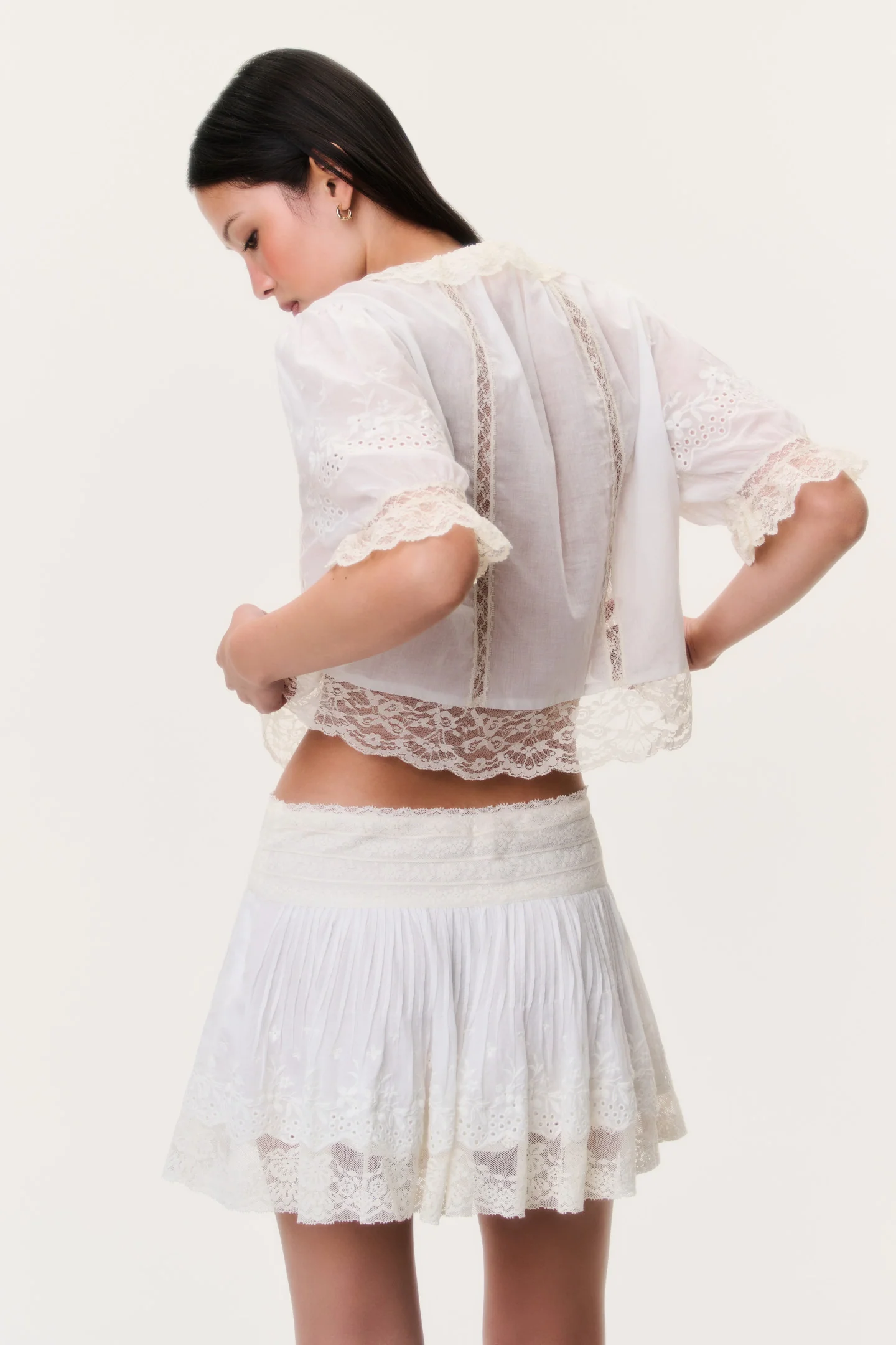 Levant Cotton Lace-Trimmed Mini Skirt - Image 4