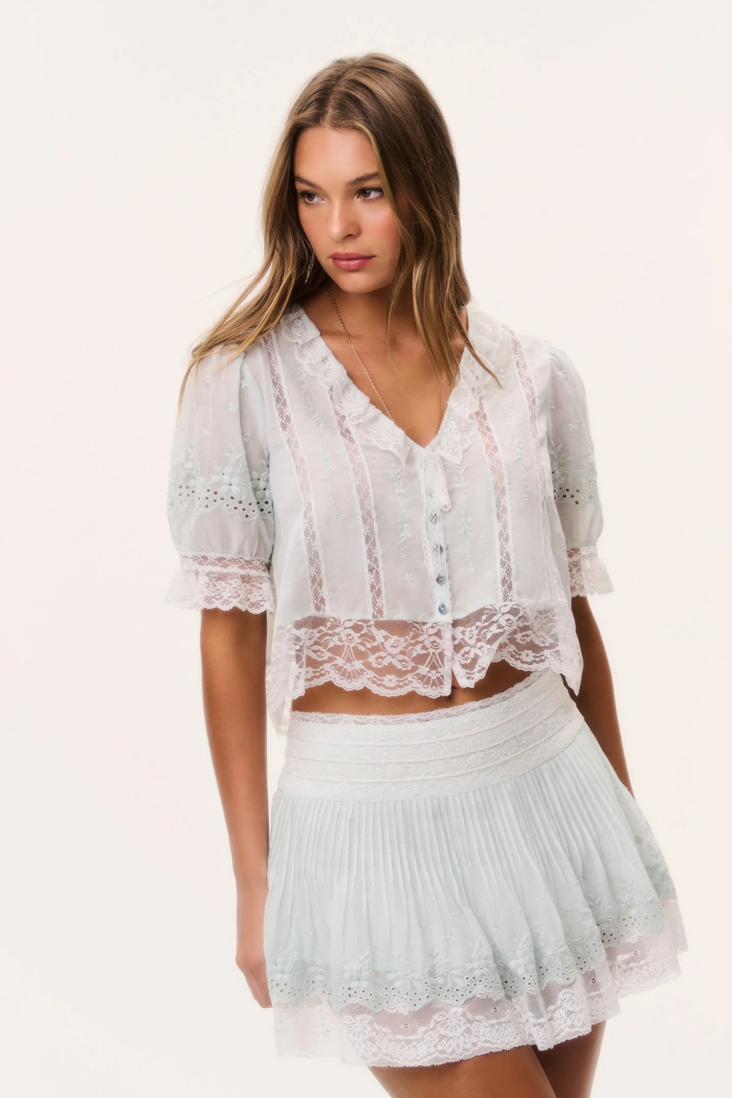 Levant Cotton Lace-Trimmed Mini Skirt - Image 6