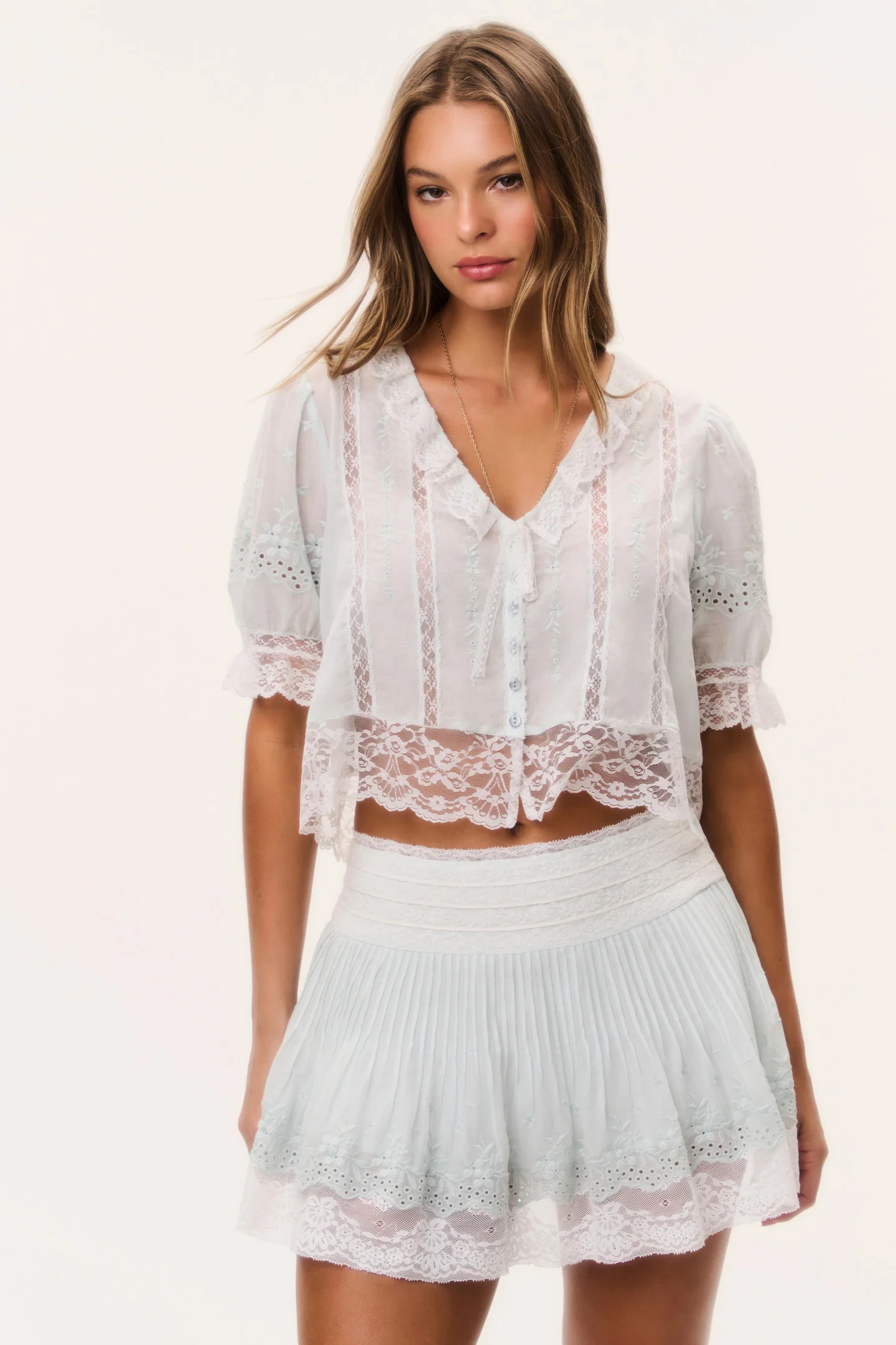 Levant Cotton Lace-Trimmed Mini Skirt - Image 7