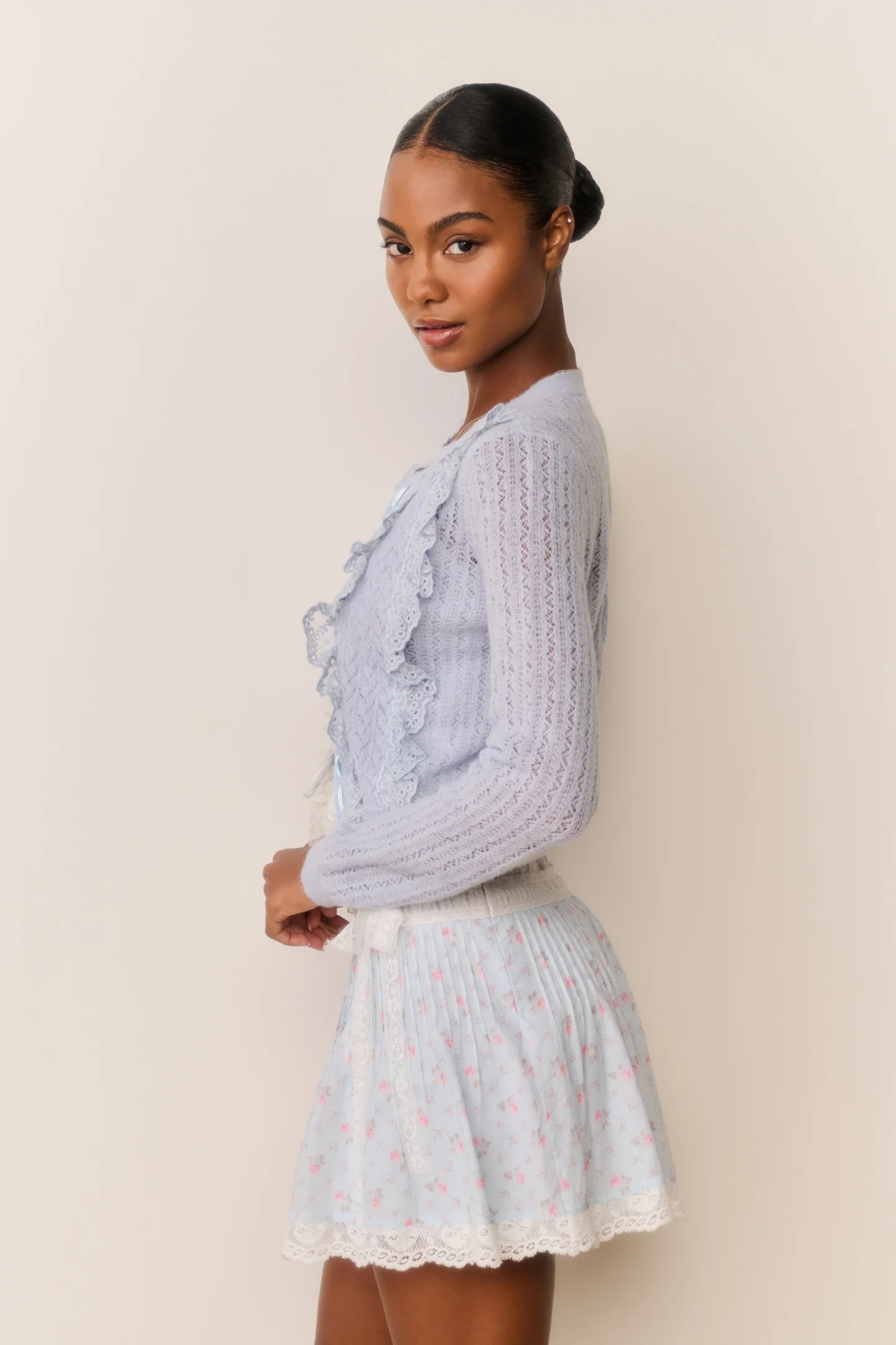 Melisse Eyelet Ruffle Cardigan - Image 7