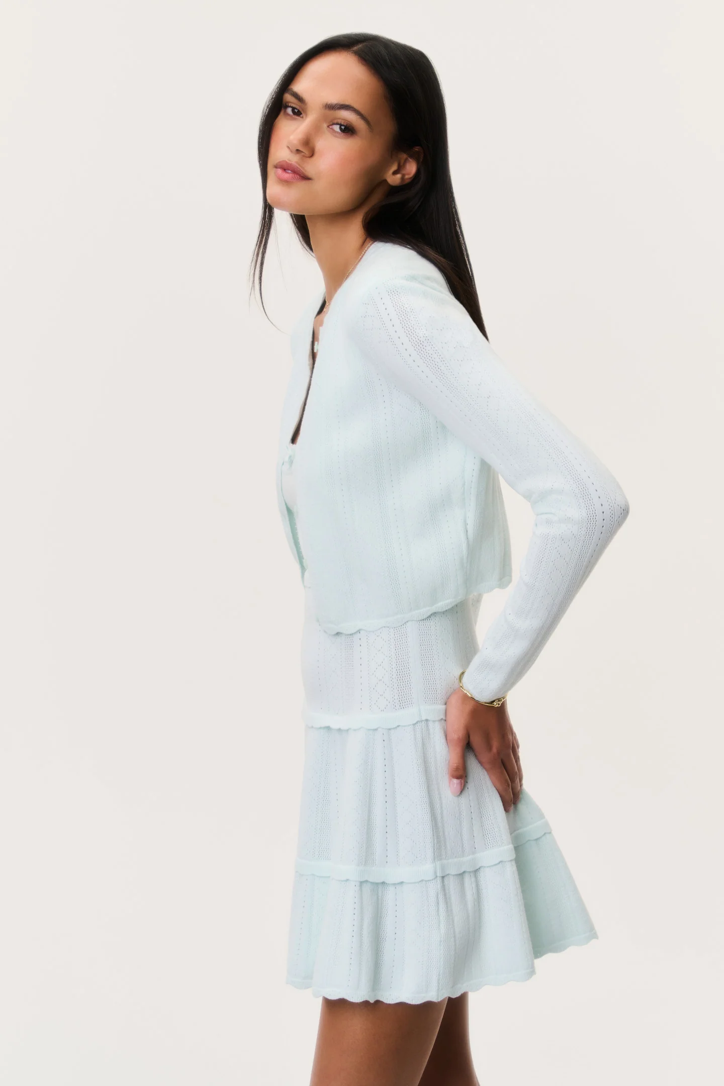 Nadiya Stretch Pointelle Cardigan - Image 6