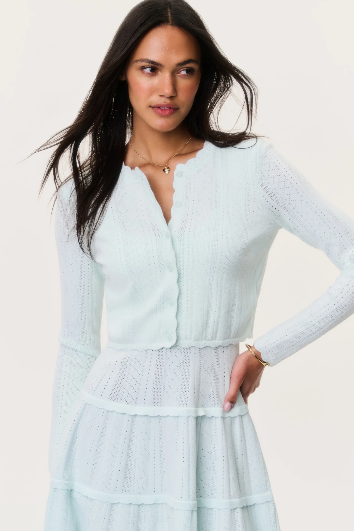 Nadiya Stretch Pointelle Cardigan - Image 7