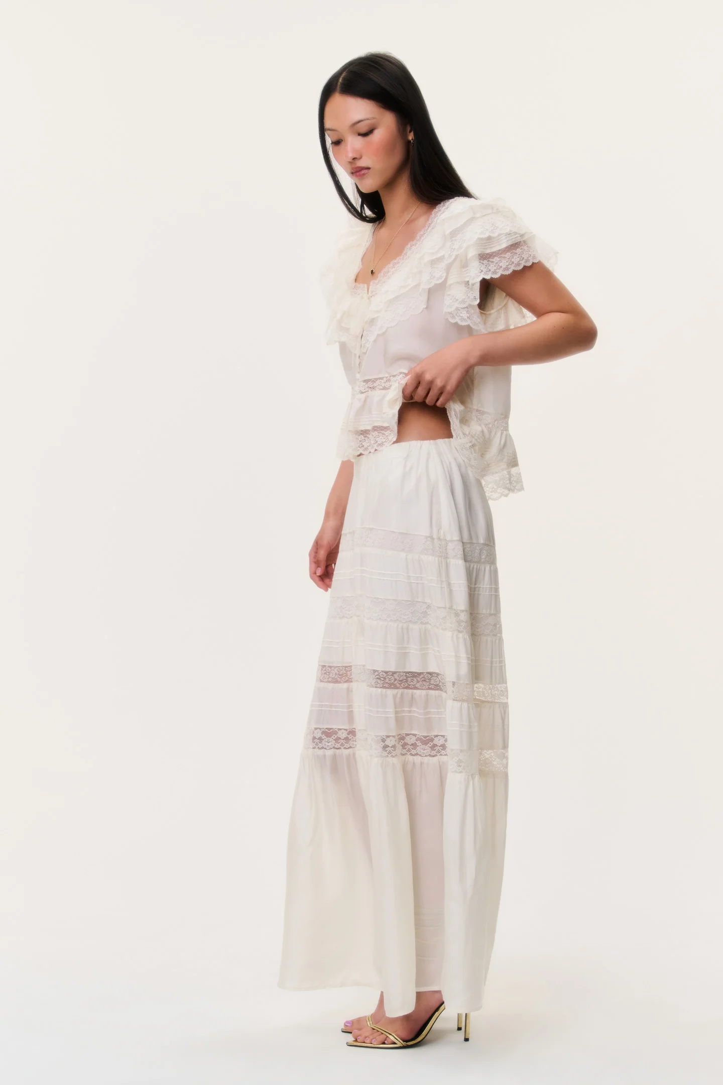 Nivine Silk Lace Maxi Skirt - Image 2