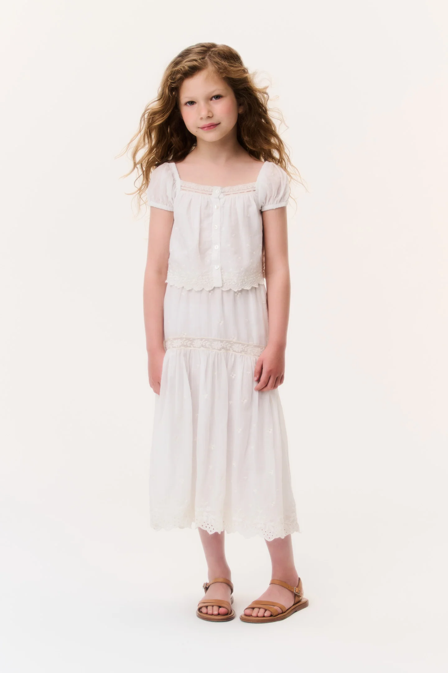 Little Girls Cotton Lace Norael Skirt