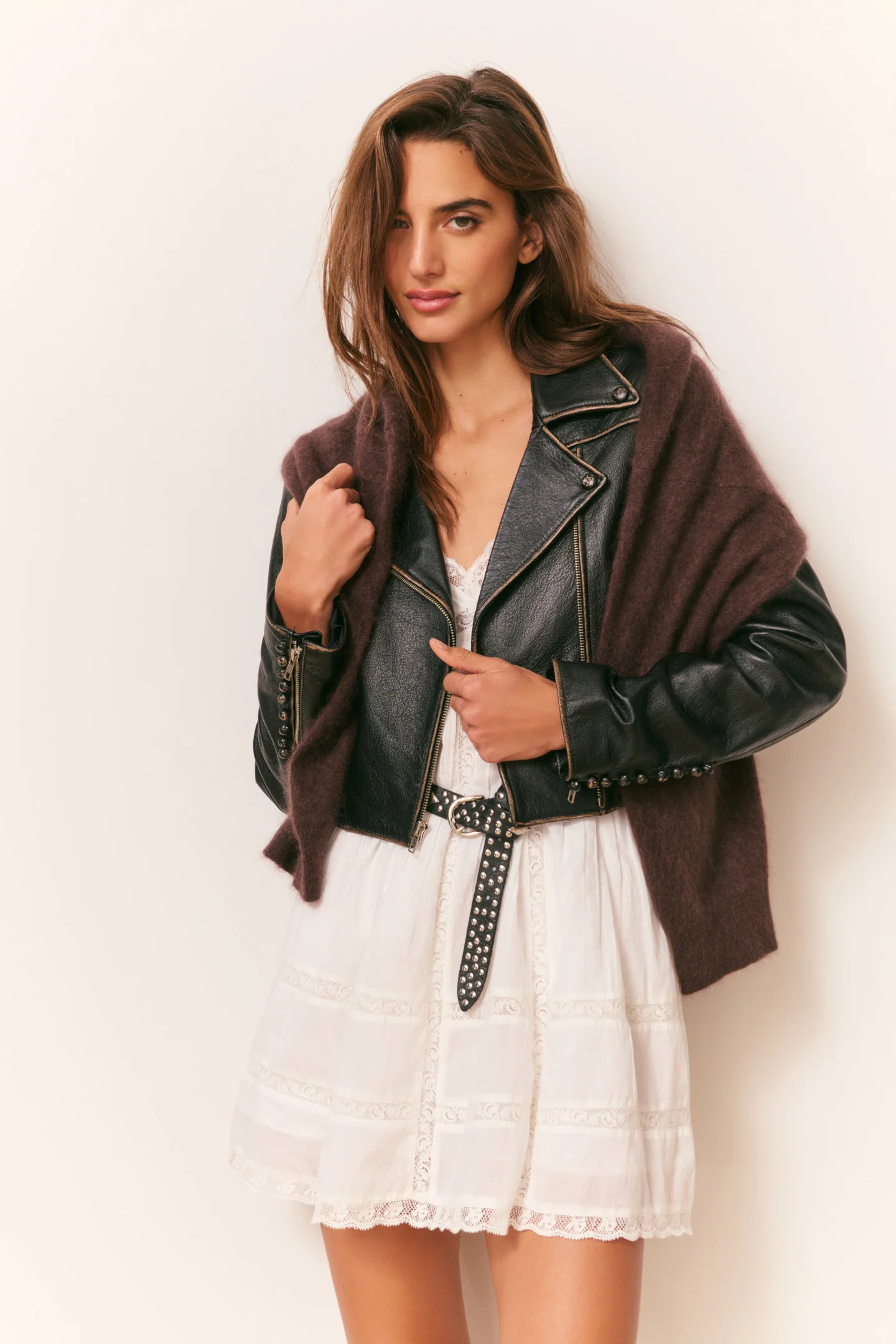 Nyssara Distressed Leather Jacket - Image 2