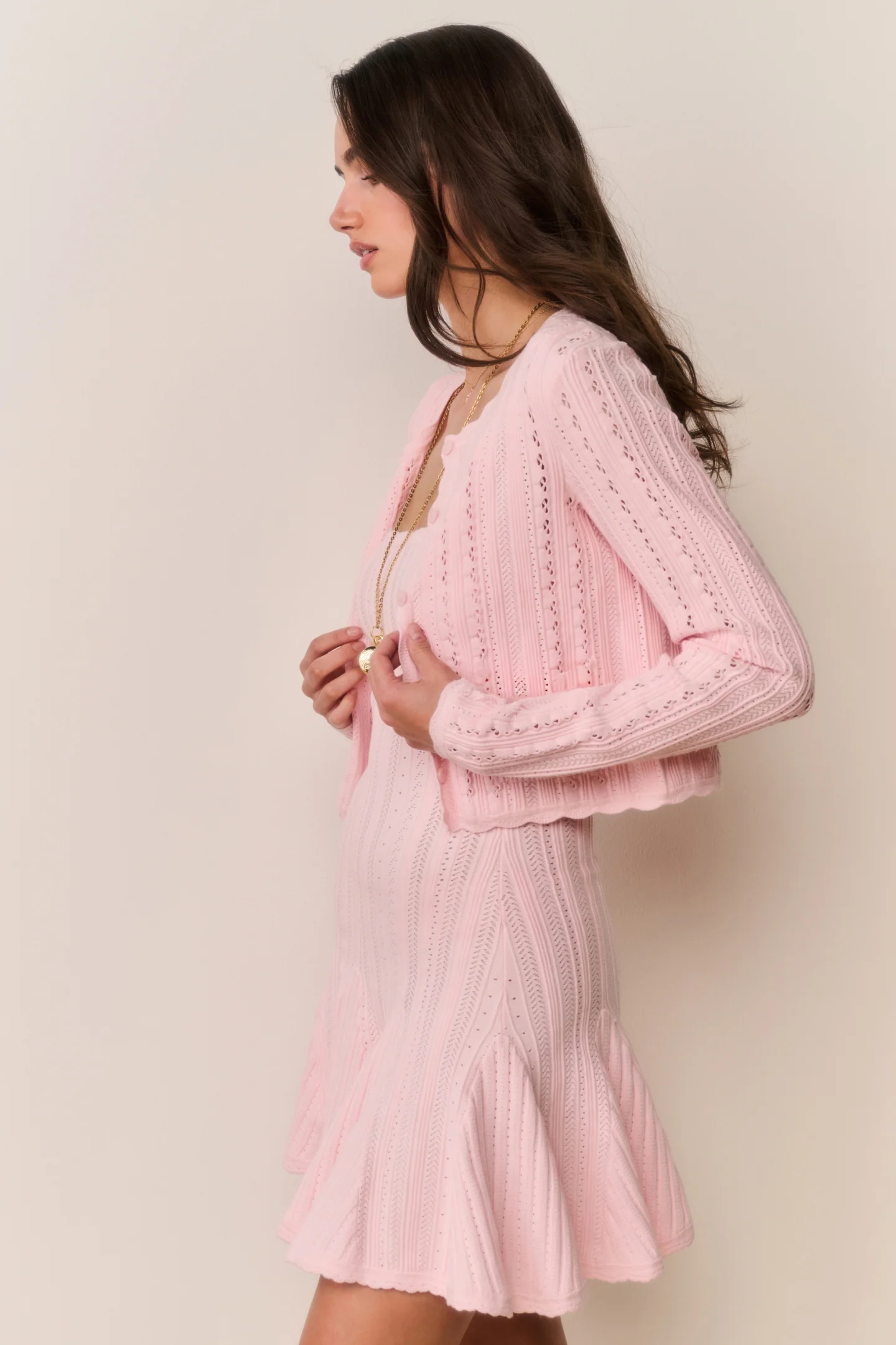 Peridot Stretch Pointelle Cardigan - Image 15