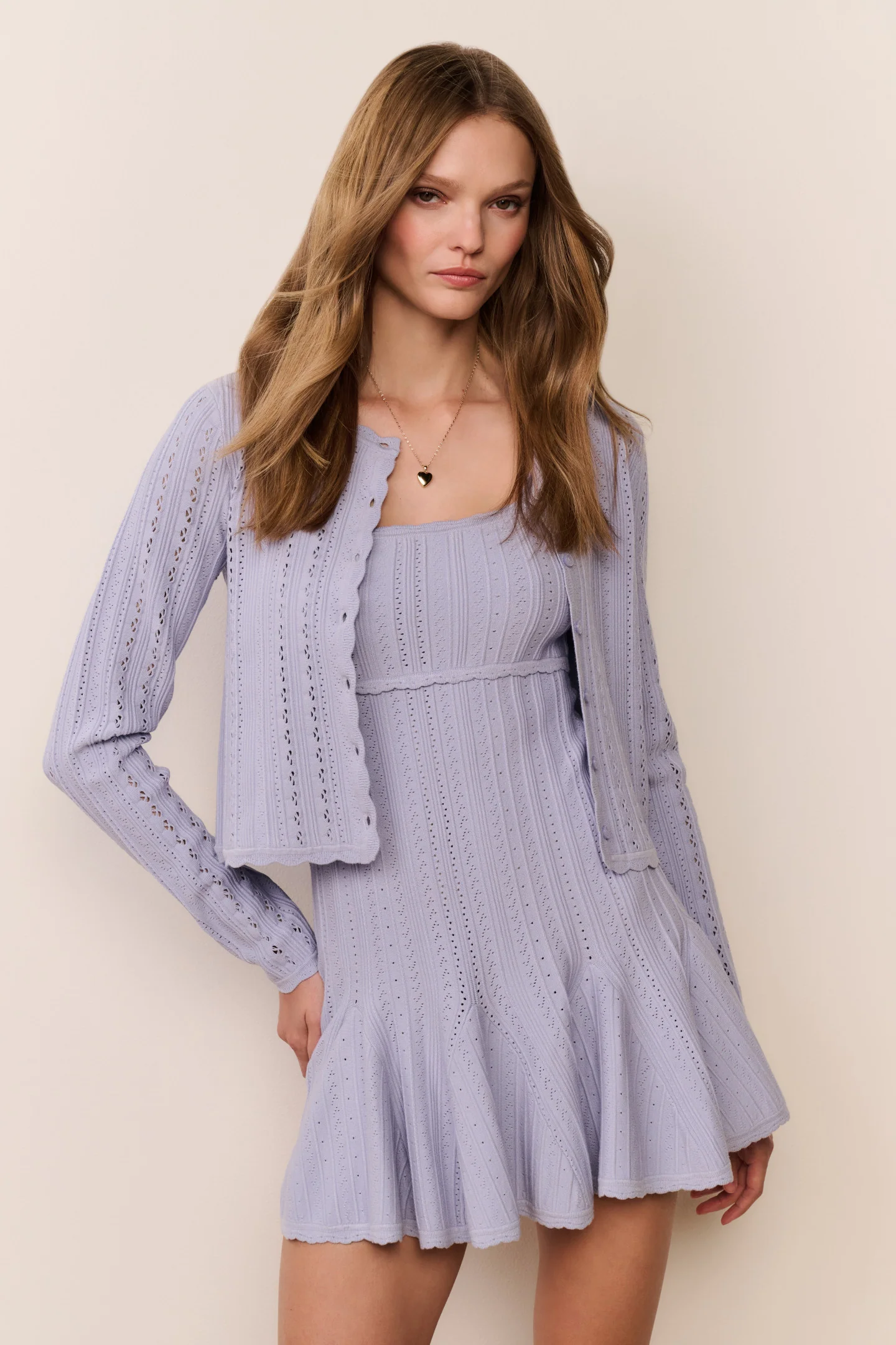 Peridot Stretch Pointelle Cardigan - Image 7