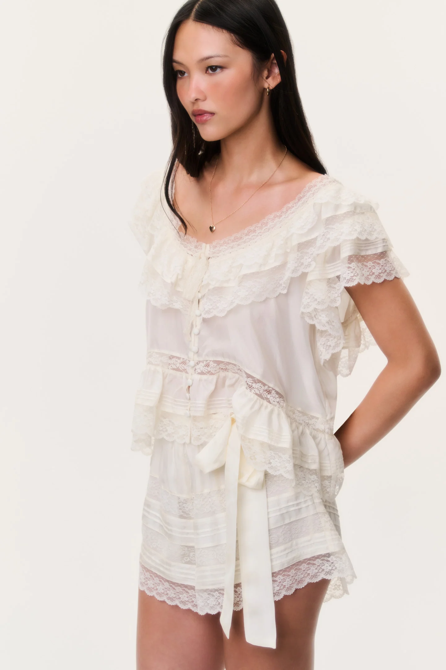 Persine Silk Ruffle Top - Image 3