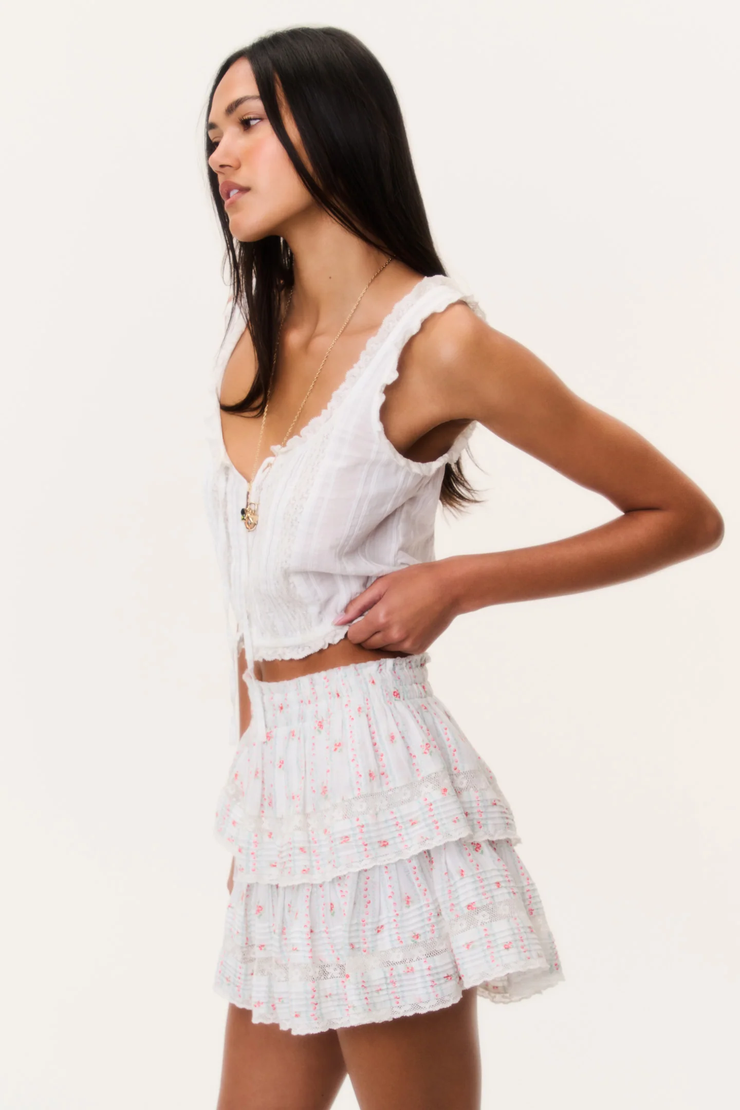 Cherry Stripe Ruffle Mini Skirt - Image 4