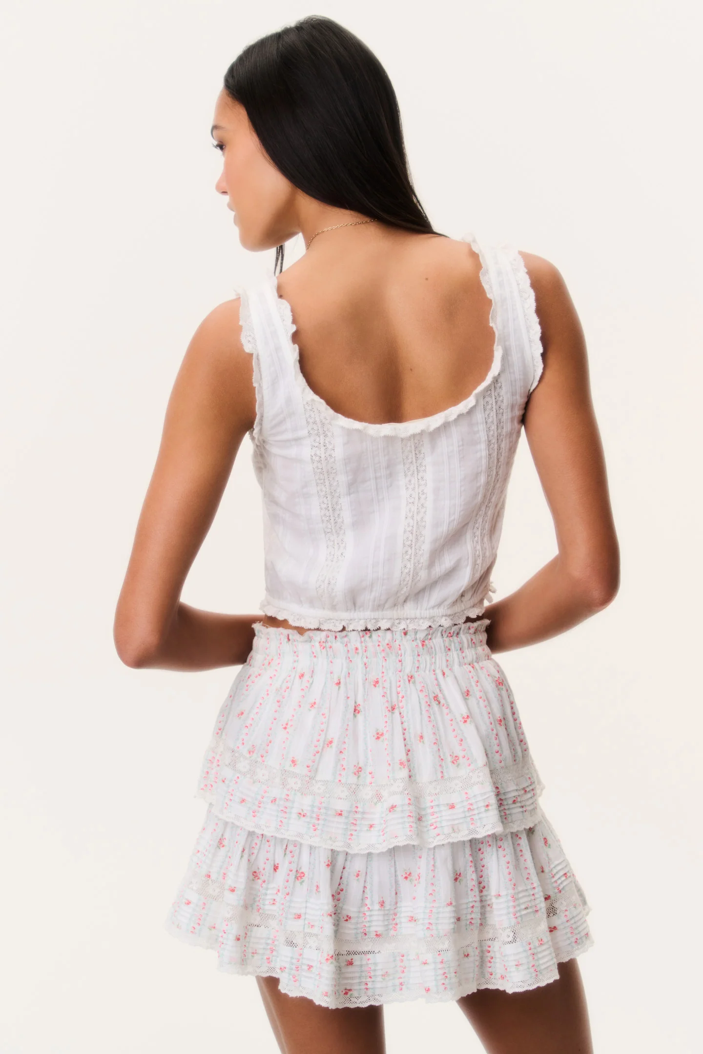 Cherry Stripe Ruffle Mini Skirt - Image 5