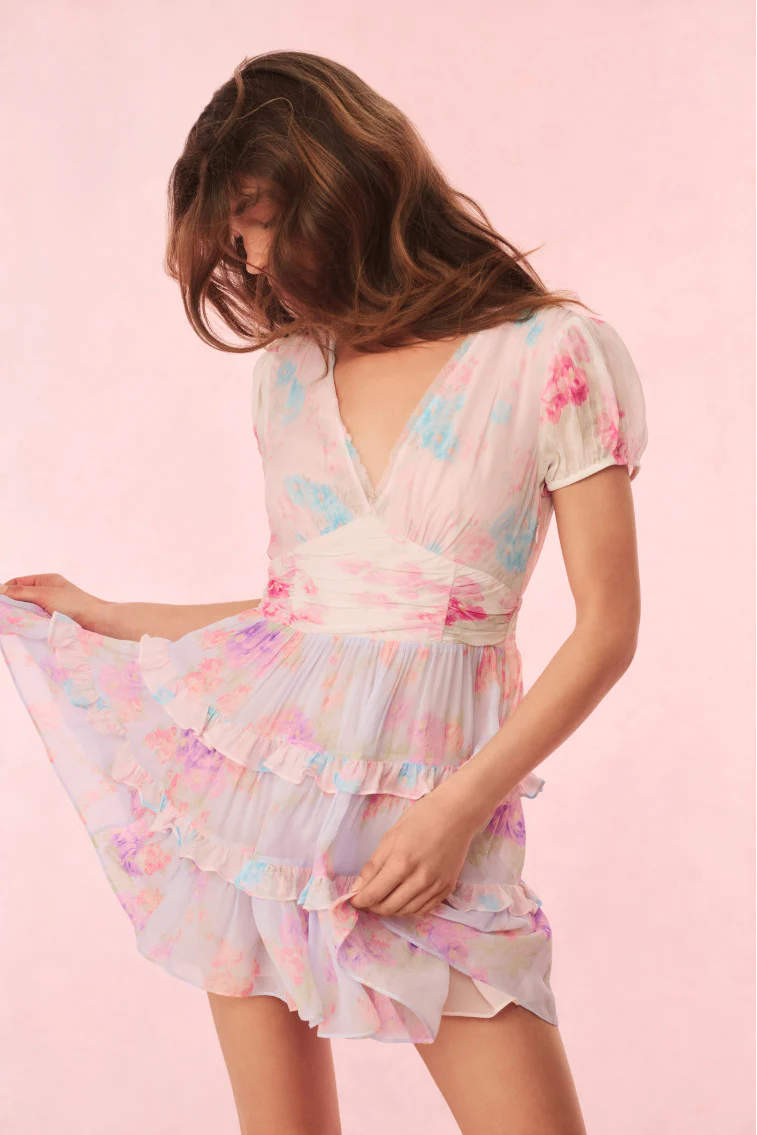 Spirea Floral Chiffon Mini Dress - Image 2