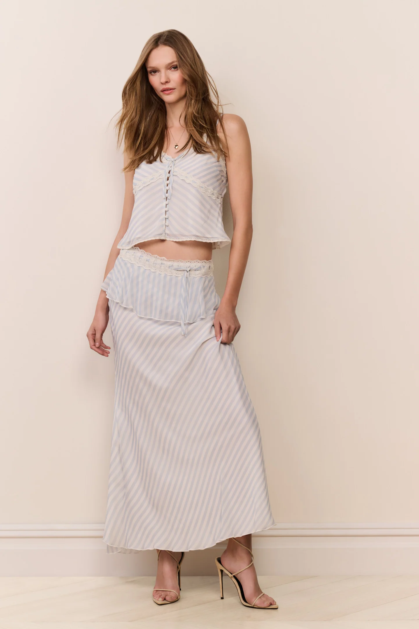 Sylette Chiffon Striped Maxi Skirt - Image 2