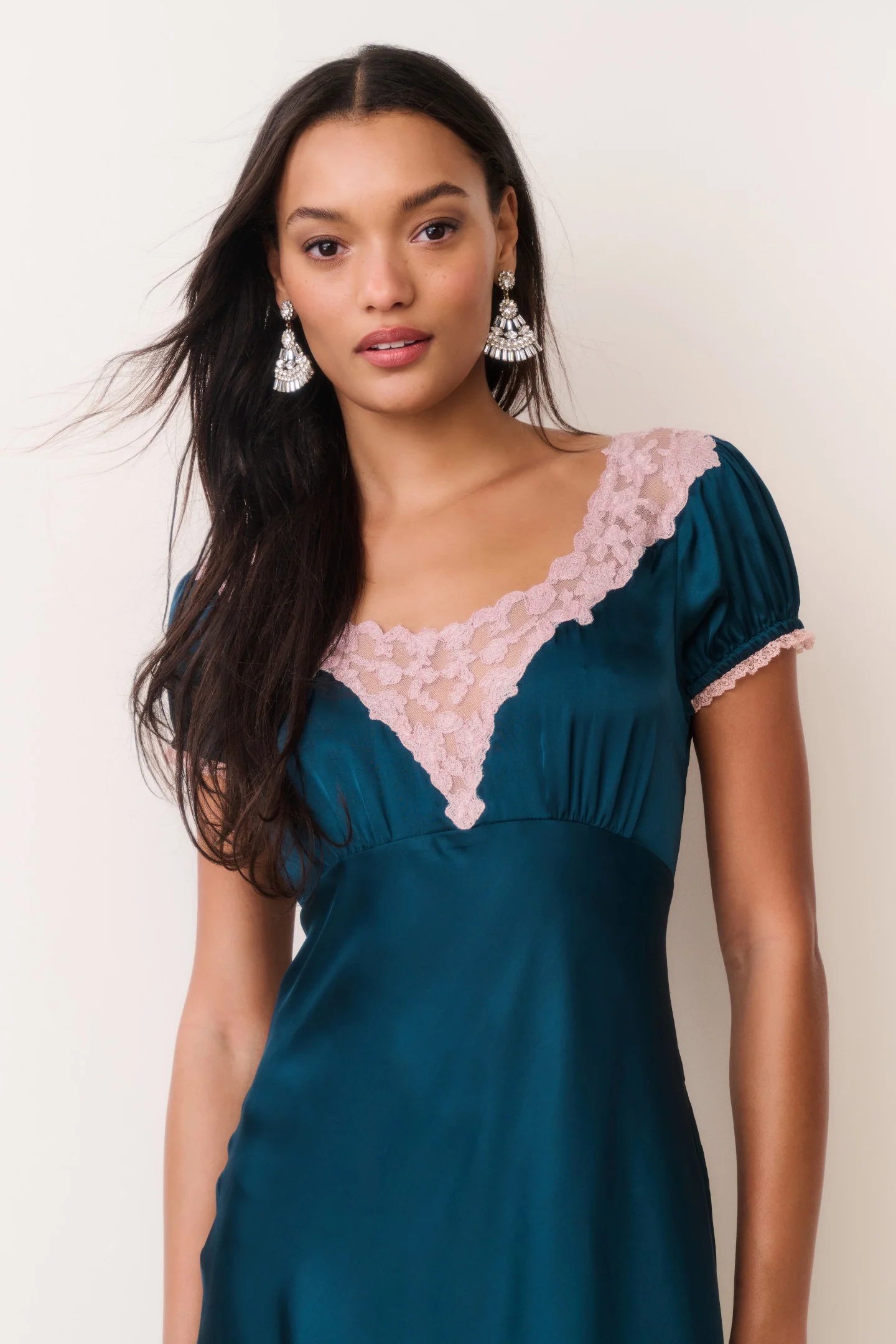 Taylis Satin Lace Maxi Dress - Image 2