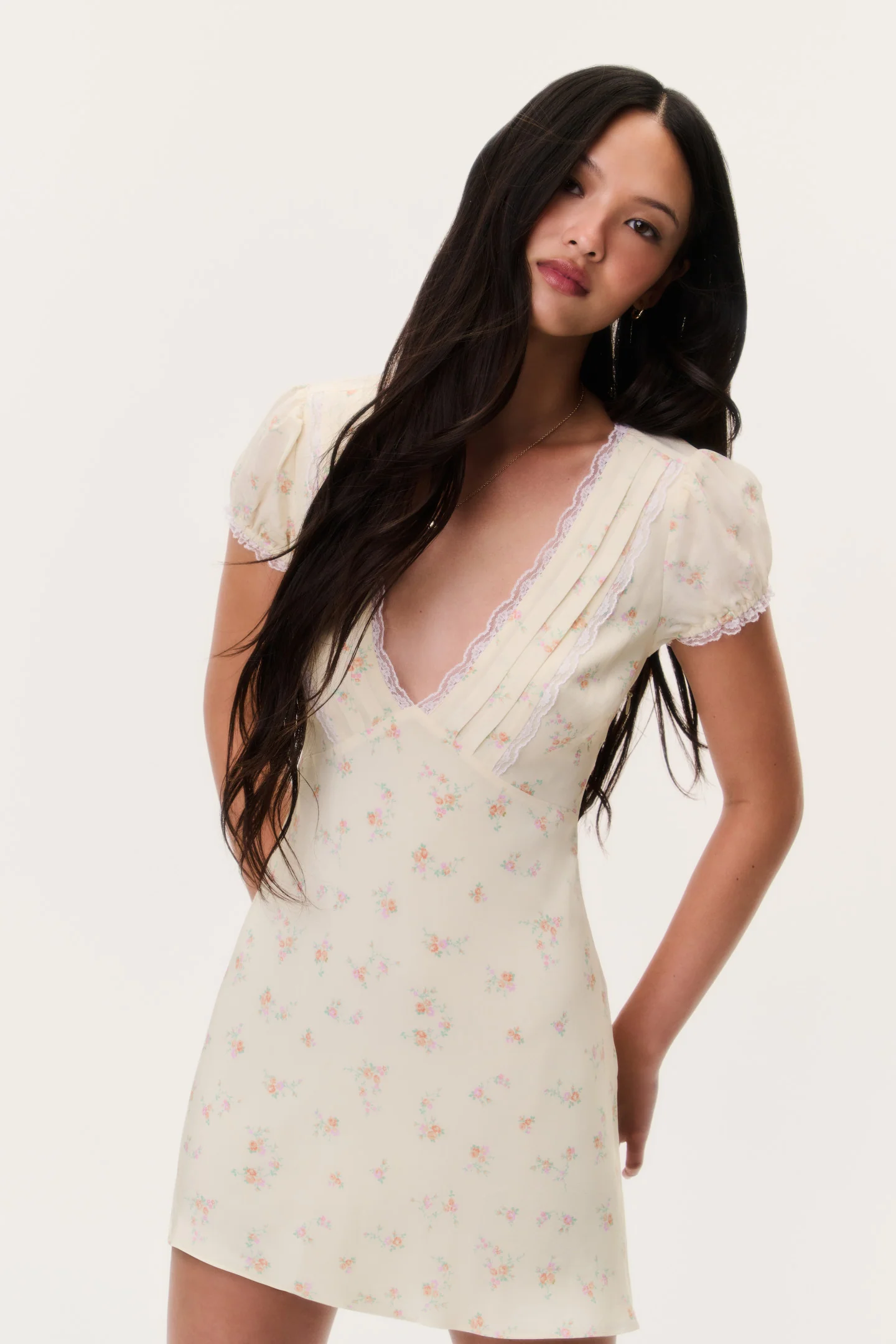 Yasmin Floral Lace-Trimmed Mini Dress - Image 2