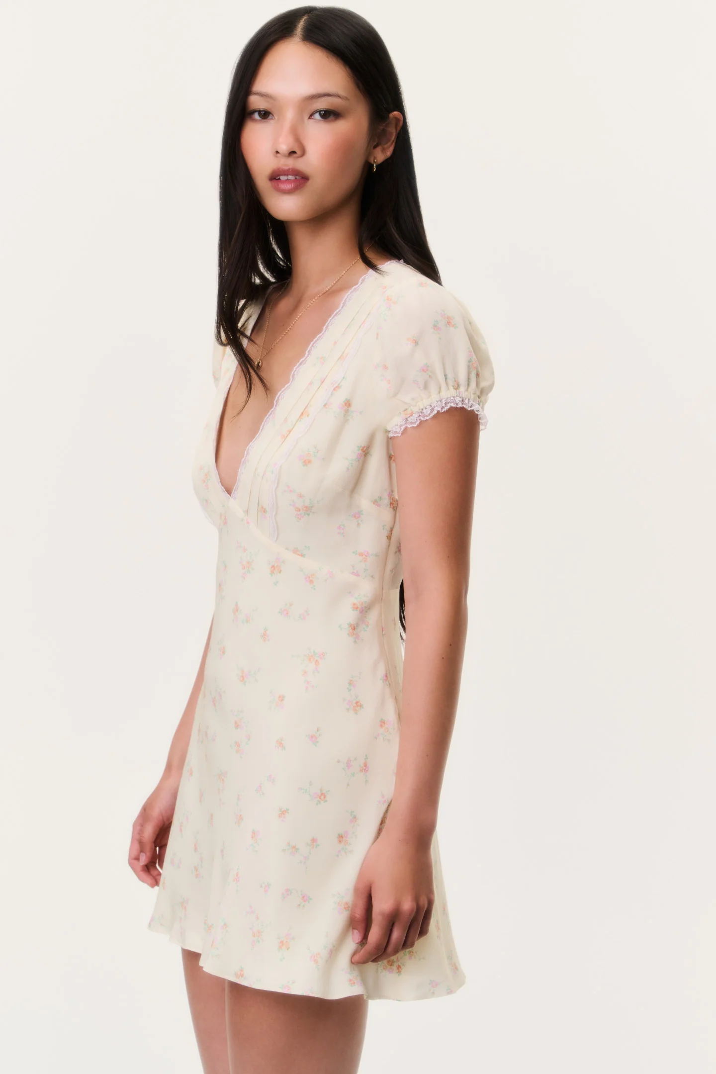 Yasmin Floral Lace-Trimmed Mini Dress - Image 3